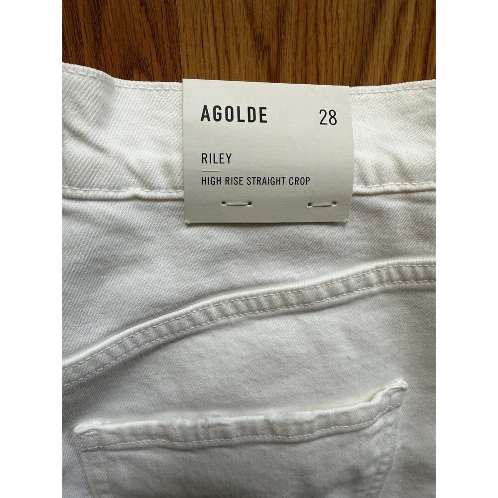 🤍 AGOLDE White Riley High-Rise Straight Cropped Denim Jeans Pants Size 28 NEW